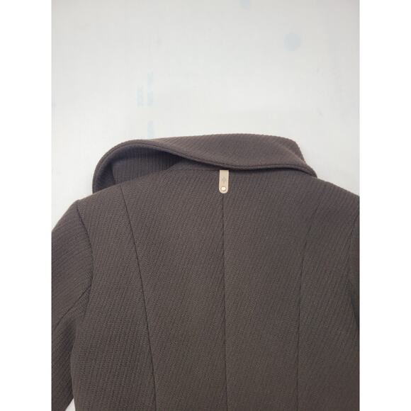Mackage Asymmetrical Long Trench Coat Wool Coat P/S Chocolate Brown Leather - Picture 12 of 16